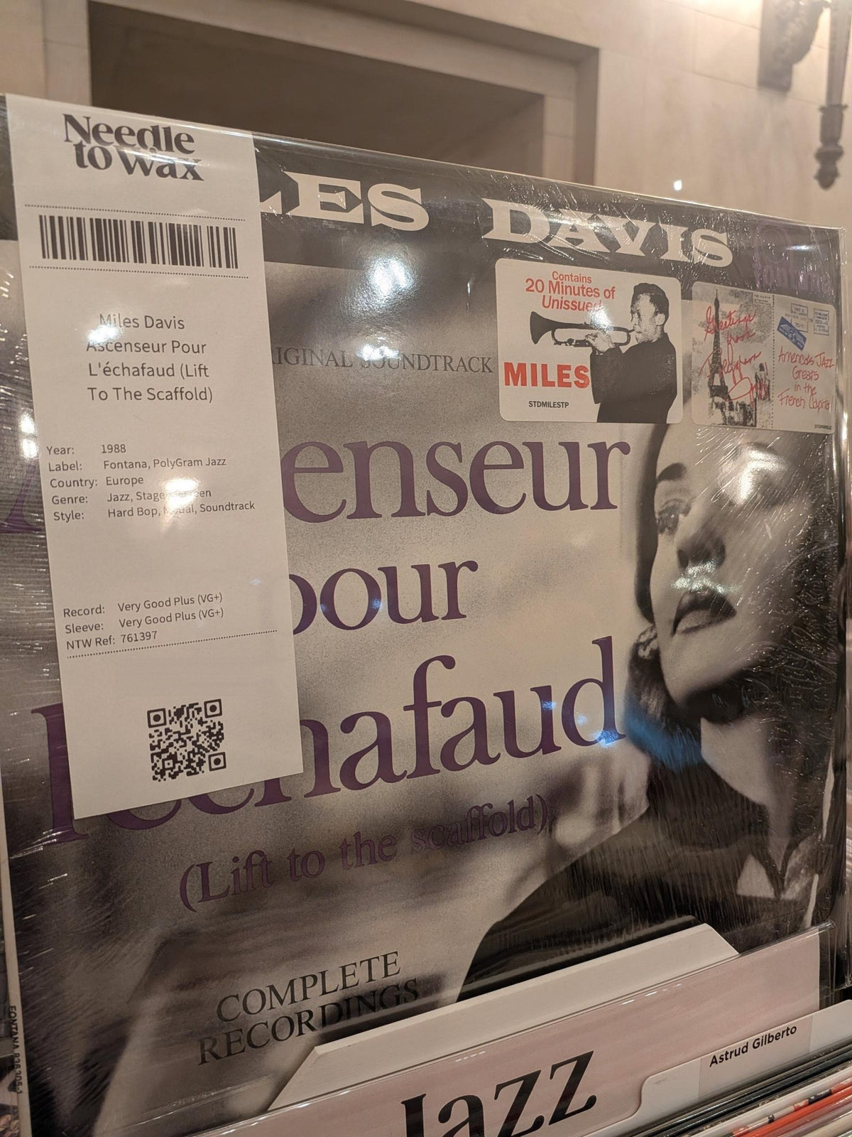 Miles Davis, Ascenseur pour l'échafaud, 1988 Fontana issue, in the Needle to Wax jazz crate