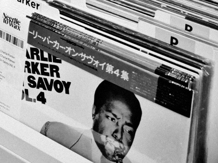 Charlie Parker on Savoy in a crate of jazz records